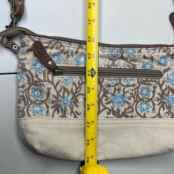 Myra Bag Floral Boho 100% Cotton Leather Trim Small Crossbody Bag - Picture 7 of 13